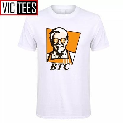 Bitcoin BTC Original Recipe Funny KFC T-Shirt for Men Custom Cotton Tee