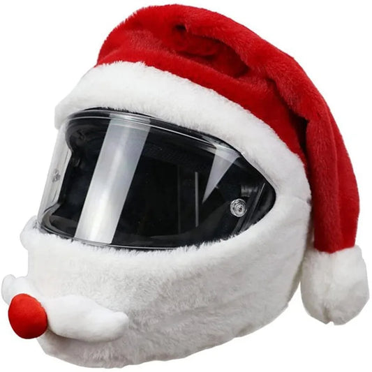 Funny Santa Hat Motorcycle Helmet Cover - Christmas 2023 Outdoor Gift Idea