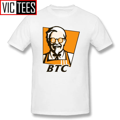 Bitcoin BTC Original Recipe Funny KFC T-Shirt for Men Custom Cotton Tee