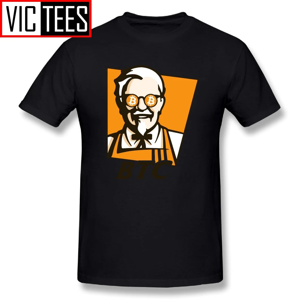 Bitcoin BTC Original Recipe Funny KFC T-Shirt for Men Custom Cotton Tee