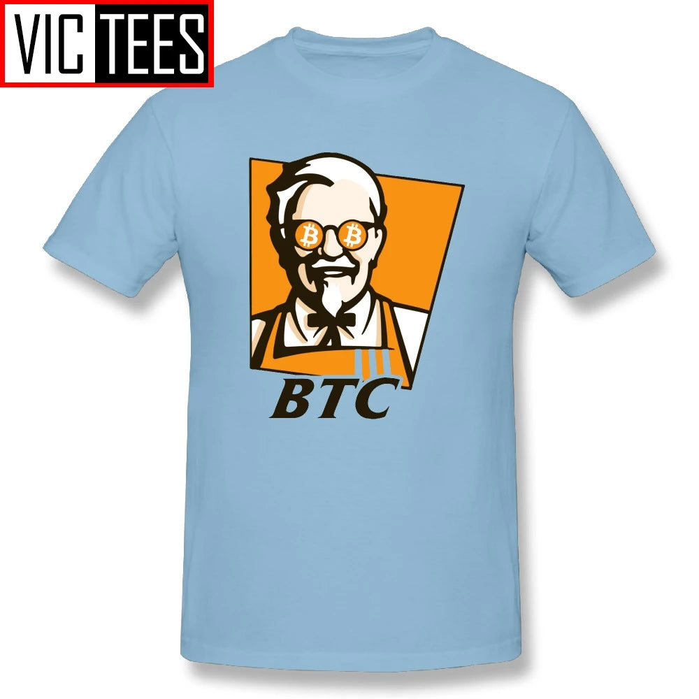 Bitcoin BTC Original Recipe Funny KFC T-Shirt for Men Custom Cotton Tee