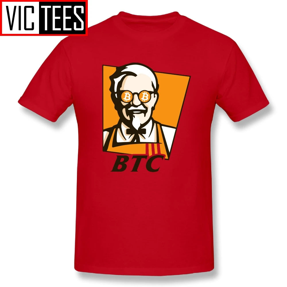 Bitcoin BTC Original Recipe Funny KFC T-Shirt for Men Custom Cotton Tee