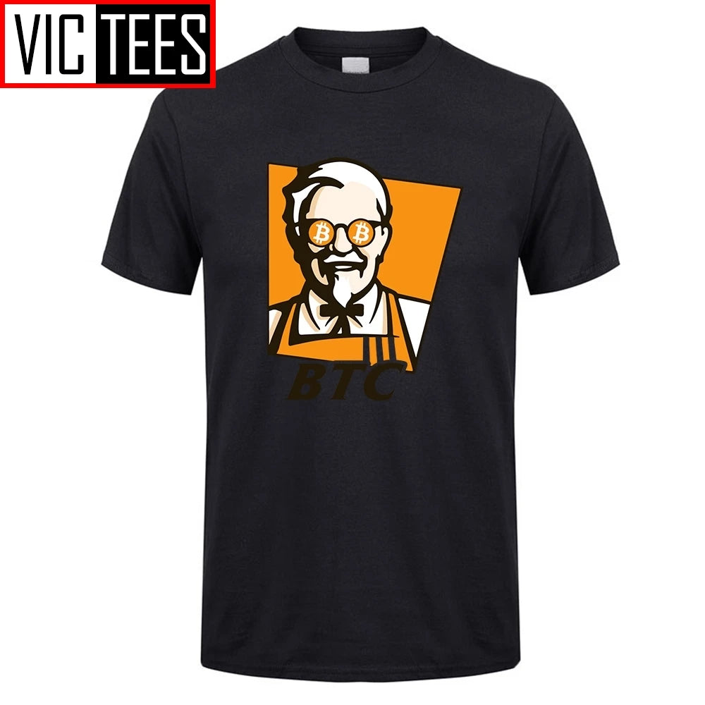 Bitcoin BTC Original Recipe Funny KFC T-Shirt for Men Custom Cotton Tee