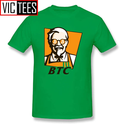 Bitcoin BTC Original Recipe Funny KFC T-Shirt for Men Custom Cotton Tee