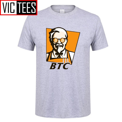 Bitcoin BTC Original Recipe Funny KFC T-Shirt for Men Custom Cotton Tee