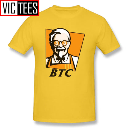 Bitcoin BTC Original Recipe Funny KFC T-Shirt for Men Custom Cotton Tee