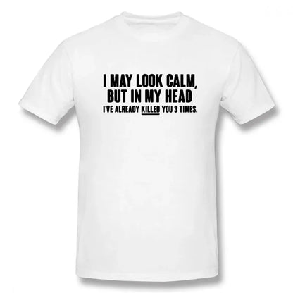 Look Calm Funny Printed T-Shirt Men Hip Hop O-Neck Short Sleeve Cotton Tee